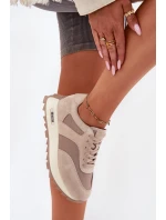 Zamszowe Sneakersy Na Platformie Damskie Big Star RR274897 HI-POLY SYSTEM Beżowe Zamszowe Sneakersy Na Platformie Damskie Big Star RR274897 HI-POLY SYSTEM Beżowe