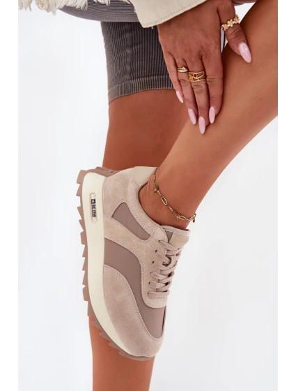 Zamszowe Sneakersy Na Platformie Damskie Big Star RR274897 HI-POLY SYSTEM Beżowe Zamszowe Sneakersy Na Platformie Damskie Big Star RR274897 HI-POLY SYSTEM Beżowe