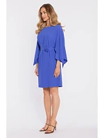 model 22040615 Šaty s ozdobnými širokými rukávy modré - Moe