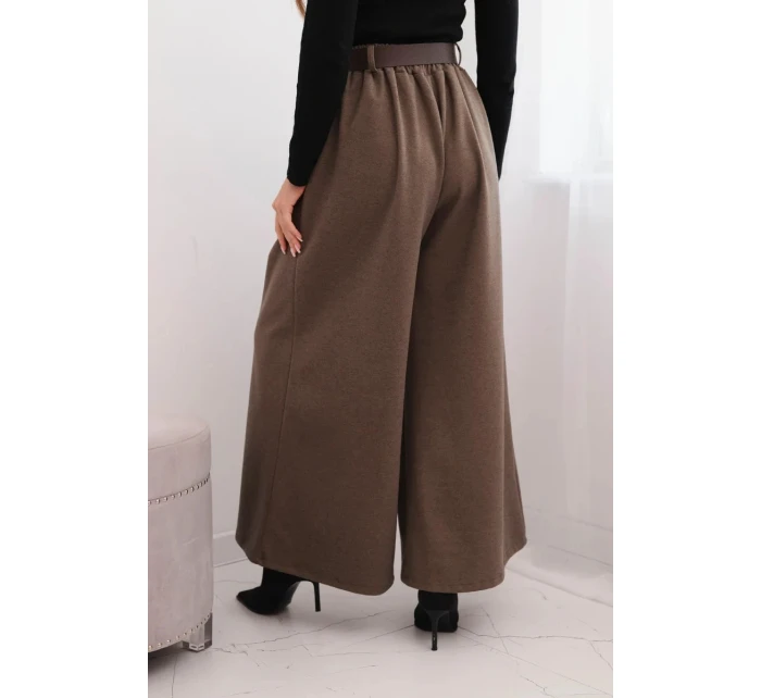 Dámské kalhoty se širokým nohavicí a páskem fango