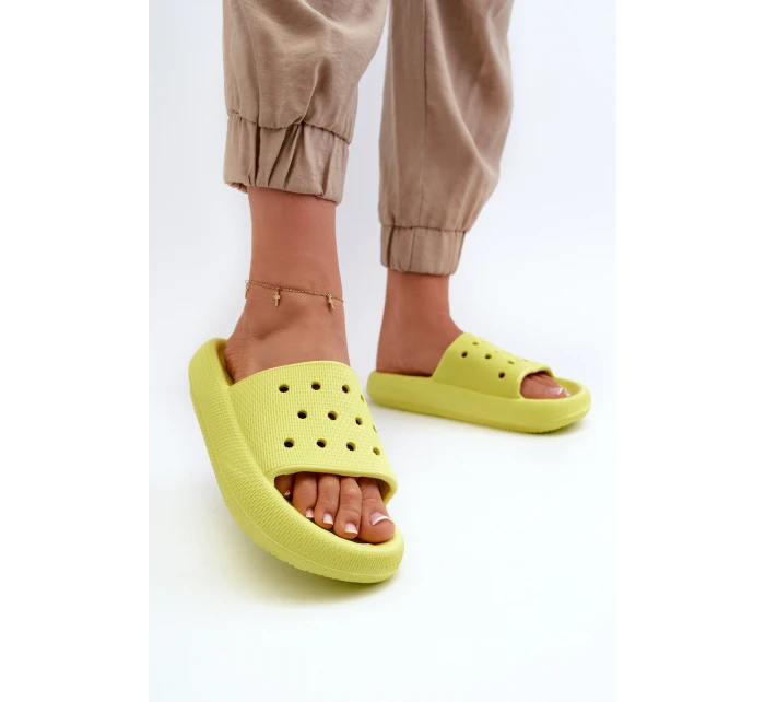 Damskie Piankowe Klapki Na Grubej Podeszwie Limonka Beula