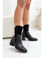 Zateplené dámské boty na podpatku černé model 21672311 - Boto
