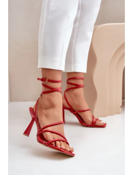 Stylové Sandály Na Podpatku S Pásky Červené model 21679427 - Boto