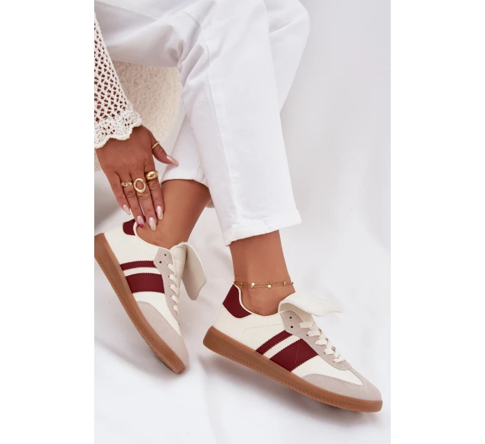 Niskie Sneakersy Damskie Z Wywiniętym Językiem Bordowe Ardira
