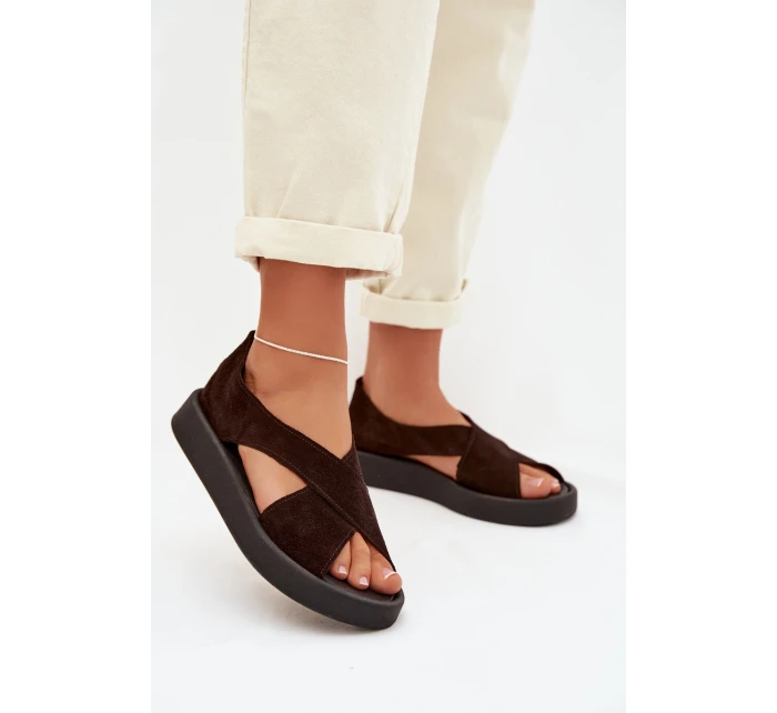Dámské sandály Zazoo 3196 z přírodního semiše Čokoládové