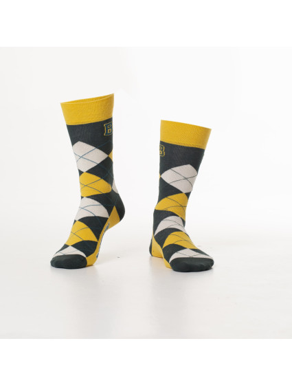 Žlté pánske ponožky s nápisom