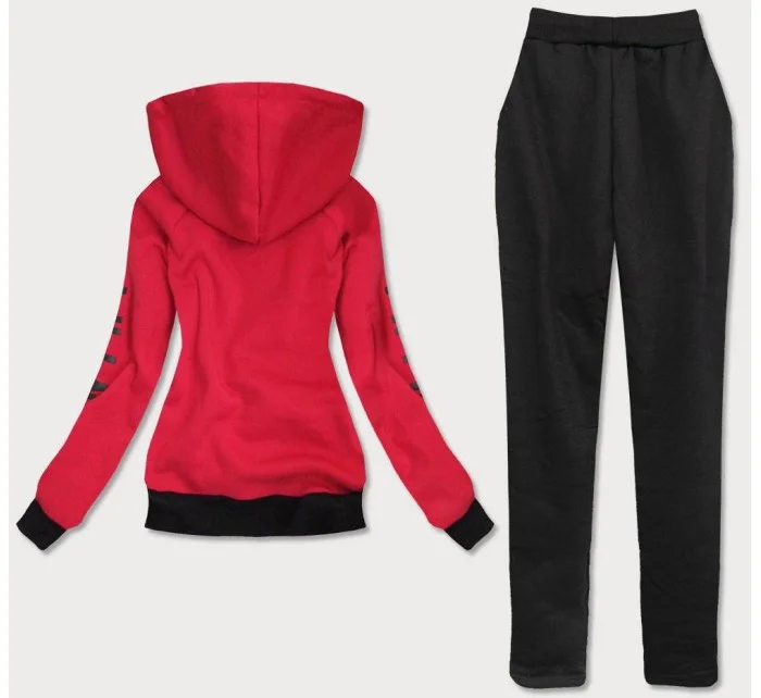 Čierno-červený dámsky športový komplet (AMG580/1)
