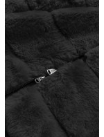 Čierna kožušinová vesta s kapucňou (B8059-1)