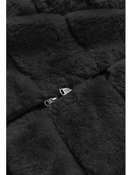 Černá kožešinová vesta s kapucí model 17836868 - S'WEST