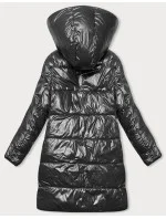 Čierno-haki hrubšia obojstranná dámska zimná bunda (V768g)