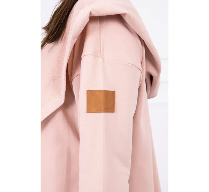 Dlhý kabát s kapucňou tmavo púdrovo ružový