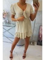 Šaty s viazaným výstrihom do V béžovej farby