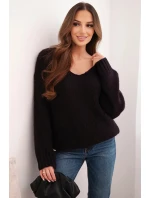 Dámský svetr z měkké pleteniny s výstřihem do V model 21774821 - K-Fashion