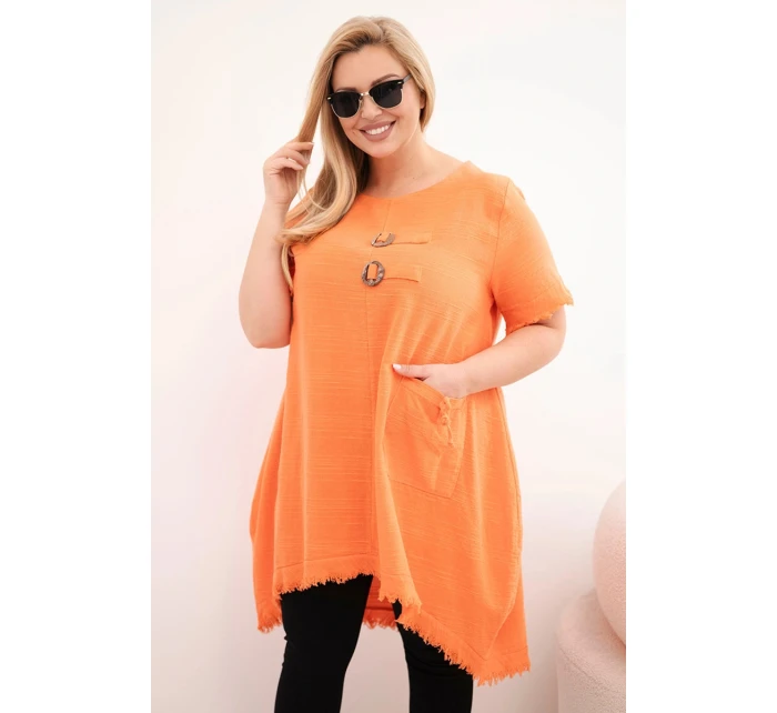 Dámske bavlnené šaty nadrozmernej veľkosti s dlhším chrbtom a vreckom Orange