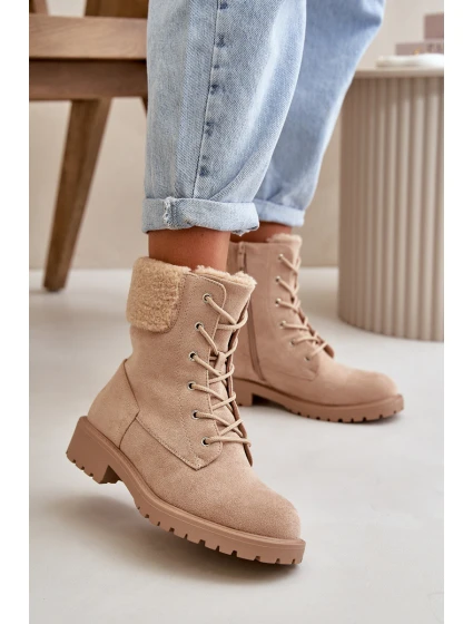 Dámské zateplené boty na zip Beige model 21667404 - Boto Dámské zateplené boty na zip Beige model 21667404 - Boto