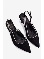 Dámské sandály na podpatku s lemovkou Černé model 22111356 - Boto