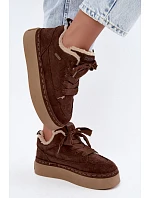 Šněrovací zimní boty na platformě Big Star model 22391274 hnědé - Big Star Shoes Šněrovací zimní boty na platformě Big Star model 22391274 hnědé - Big Star Shoes