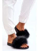 Dámske gumové papuče s kožušinou čierne Lucrece