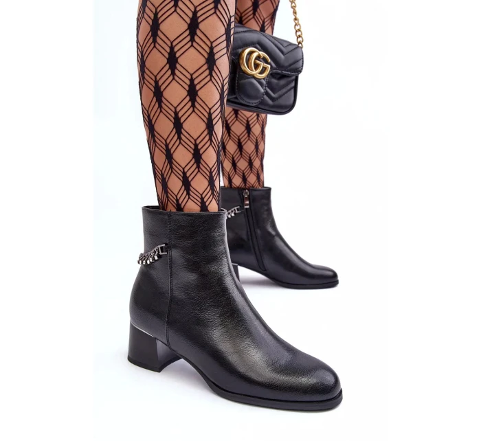 Dámske členkové topánky s nízkym podpätkom JC101P Black - Seastar