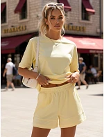 Bavlnená dámska súprava so šortkami Poľský výrobok žltá FashionStreet AY1170