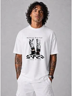 Tshirt męski z nadrukiem bawełniany oversize biały model 22216084 - FashionStreet Tshirt męski z nadrukiem bawełniany oversize biały model 22216084 - FashionStreet