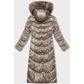 Béžová dlouhá zimní bunda s kapucí S'west (B8198-12)