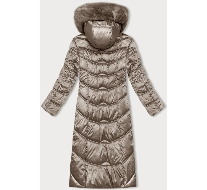 Dlhá zimná bunda s kapucňou S'west v béžovej farbe (B8198-12)