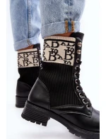 Damskie Botki Workery Ze Skarpetą Czarne Hakina Damskie Botki Workery Ze Skarpetą Czarne Hakina