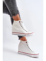 Trampki Damskie Na Koturnie Cross Jeans NN2R4004 Białe