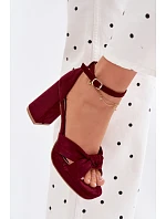 Dámské sandály na podpatku z imitace semiše bordové model 22107184 - Boto