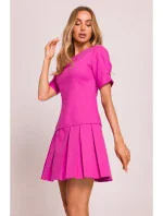 model 20970490 Džínové šaty se záhyby růžové - Moe