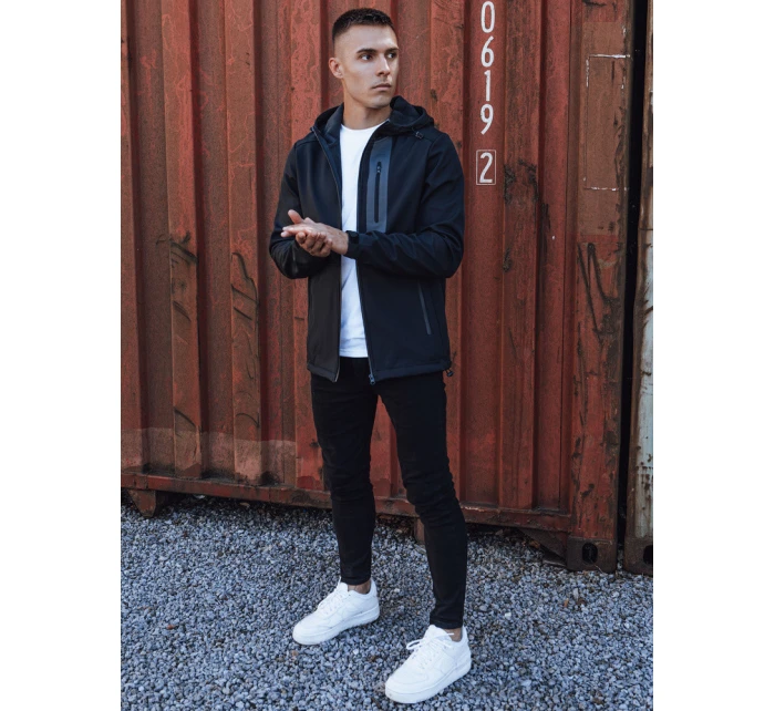 Pánská přechodná softshellová bunda s kapucí tmavě modrá Dstreet model 21980003 - FashionStreet