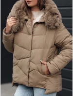 Dámska zimná bunda FIXMIX s prešívanou kapucňou béžová FashionStreet TY4673