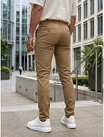 Pánske chinos nohavice s opaskom béžová FashionStreet UX4499 Pánske chinos nohavice s opaskom béžová FashionStreet UX4499