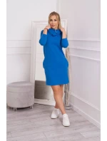 Šaty s kapucňou a vreckami chrpovo modré