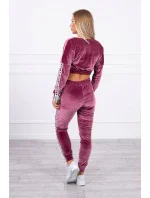 Velúrová súprava s nápisom Queen tmavo ružová Velúrová súprava s nápisom Queen tmavo ružová