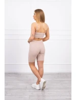 Súprava s nohavicami s vysokým pásom béžovej farby