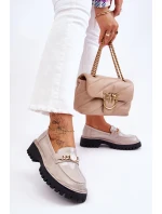 Lakierowane Mokasyny Na Platformie Jasnoszare Ronin