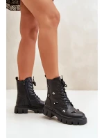 Botki Workery Damskie Z Ozdobami Eko Skórzane Czarne Cadenilla Botki Workery Damskie Z Ozdobami Eko Skórzane Czarne Cadenilla