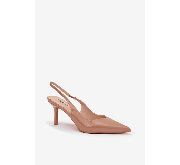 Lakované lodičky na jehlovém podpatku tmavě béžové Phelia Lakované lodičky na jehlovém podpatku tmavě béžové Phelia