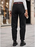 Dámske džínsy s balónovým strihom a opaskom, čierne, FashionStreet UY3130 Dámske džínsy s balónovým strihom a opaskom, čierne, FashionStreet UY3130