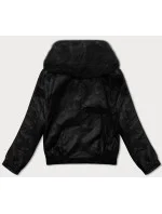 Černá kožená bunda s velkým límcem model 21248134 - Glakate