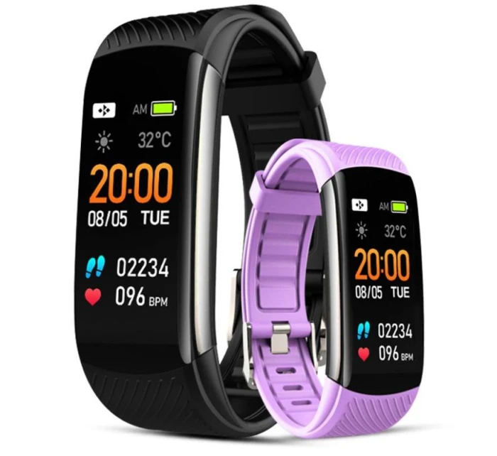 GIEWONT Smart hodinky čierne svetlo fialové 2 pruhy GW200-8 GIEWONT Smart hodinky čierne svetlo fialové 2 pruhy GW200-8