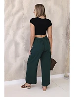 Široké nohavice v páse tmavozelené