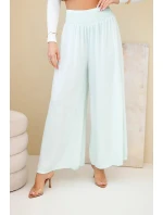 Dámske nohavice z viskózy s elastickým pásom mätovej farby