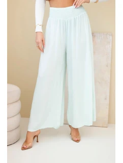 Dámske nohavice z viskózy s elastickým pásom mätovej farby