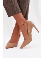 Lakované lodičky z eko kůže tmavě béžové Jonira