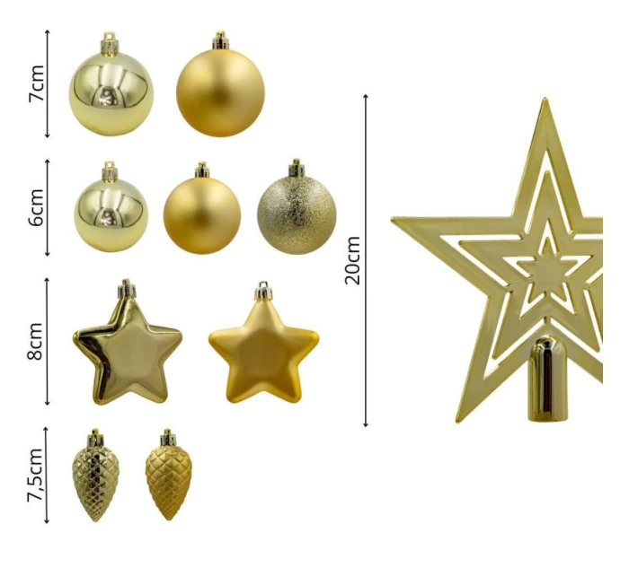 DEKORATÍVNE PLASTOVÉ OZDOBY BEZPEČNÉ 40KS ZLATÁ SĽUDA