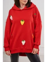 Zateplená mikina s jahodovým motívom červený