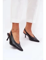 Lodičky Aricandia na otvorenom podpätku z ekokože - čierne Lodičky Aricandia na otvorenom podpätku z ekokože - čierne